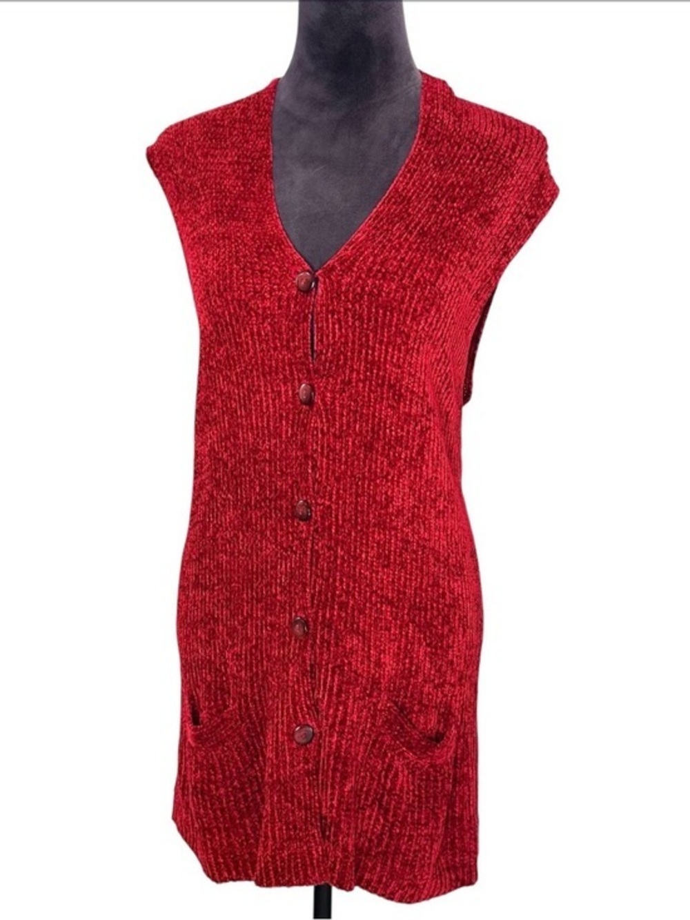 Vintage Henri Bendel Chenille Sleeveless Sweater  Vest L